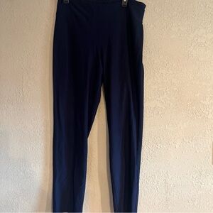 Eileen Fisher Navy Straight Leg Pants Pull on Comfort Career Sz M Elastic Wst